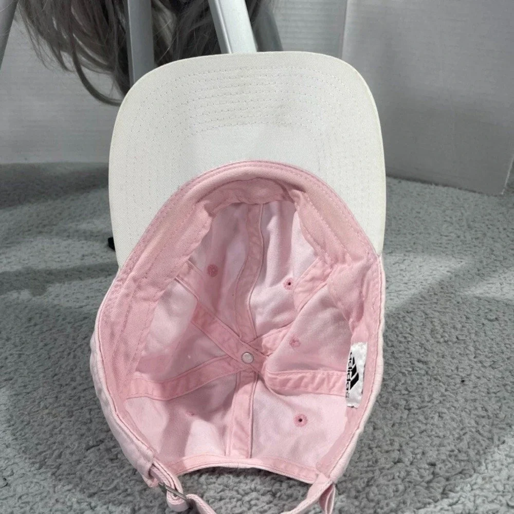 Adidas Hat Cap Strap Back Adjustable Pink Logo Baseball Golf Girls Kids Youth